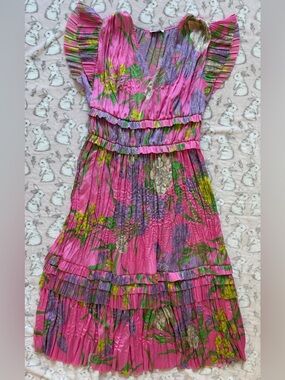 Current Air Pink Floral Maxi Dress with Ruffle Tiers